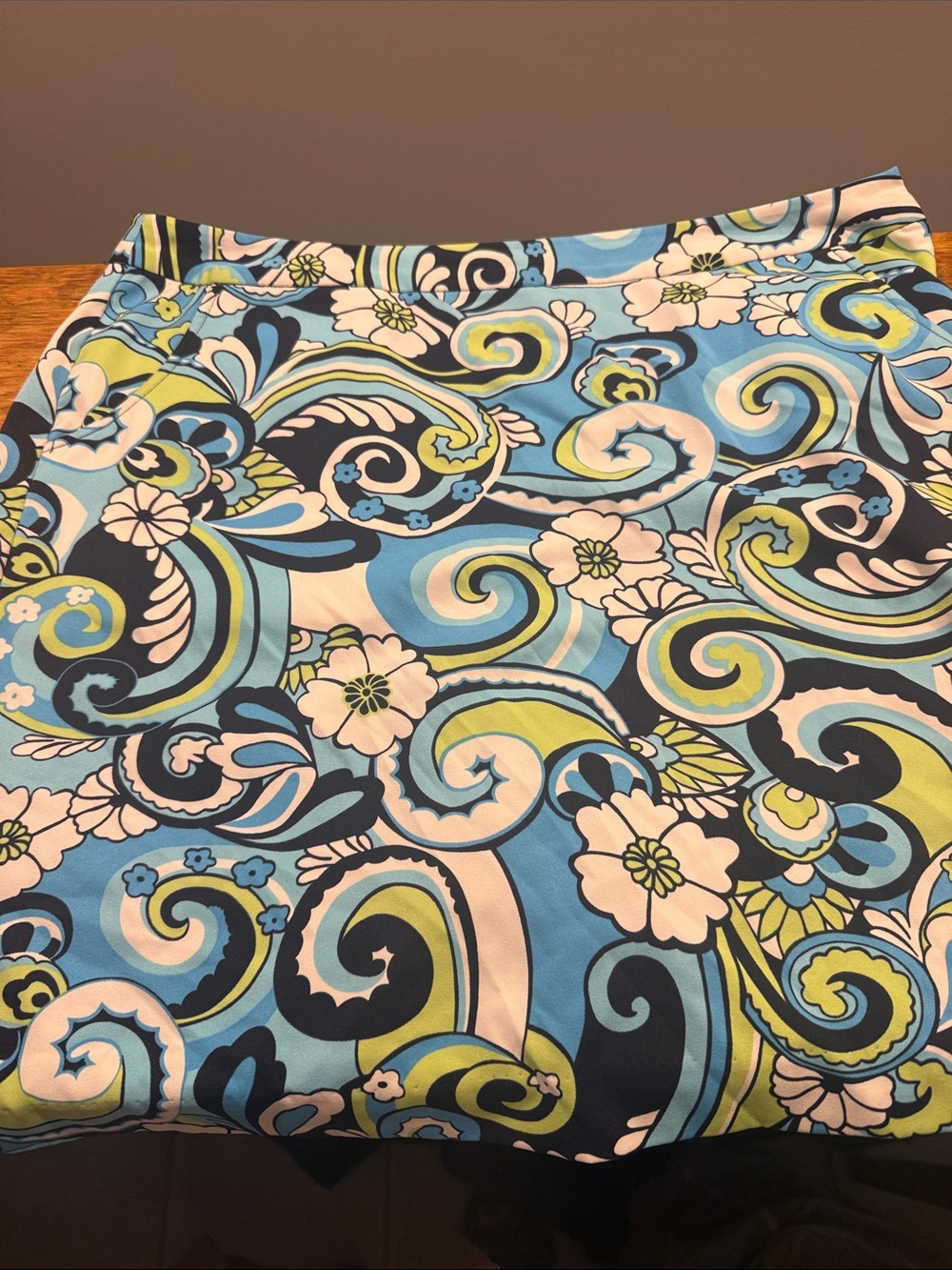 Vibrant Blue Floral Swirl Skort with front and back pockets